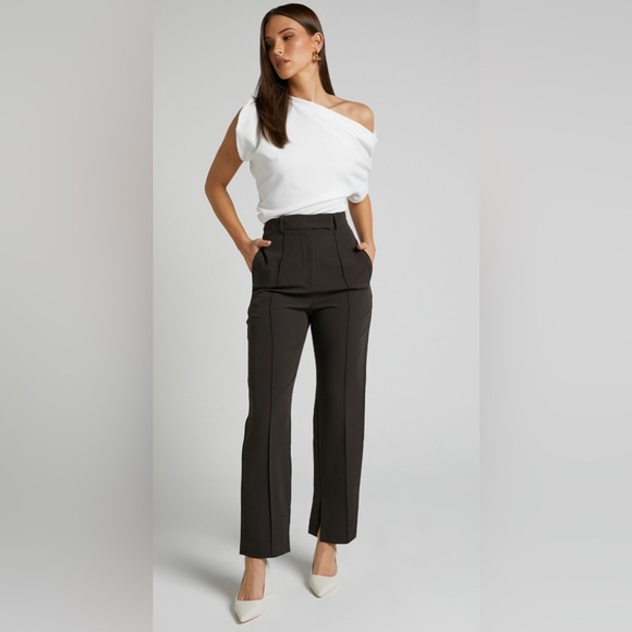 NEW Showpo Rogers Pants High Waist Charcoal Size 6 - Picture 3 of 7